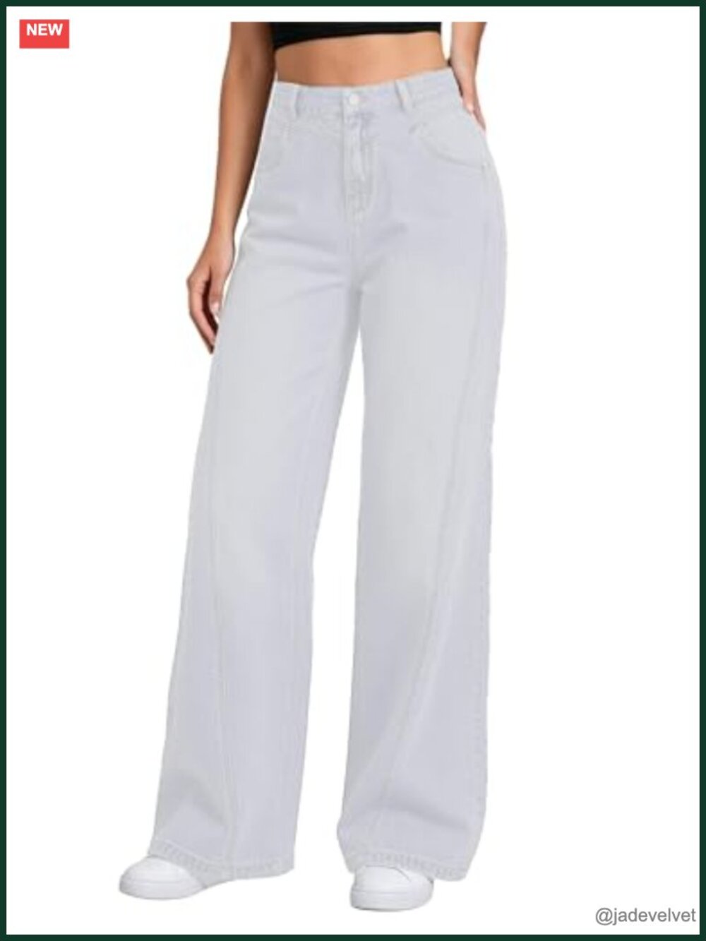 Wide Leg Baggy Jeans Mid Rise Stretchy Pull On Denim Pants Women